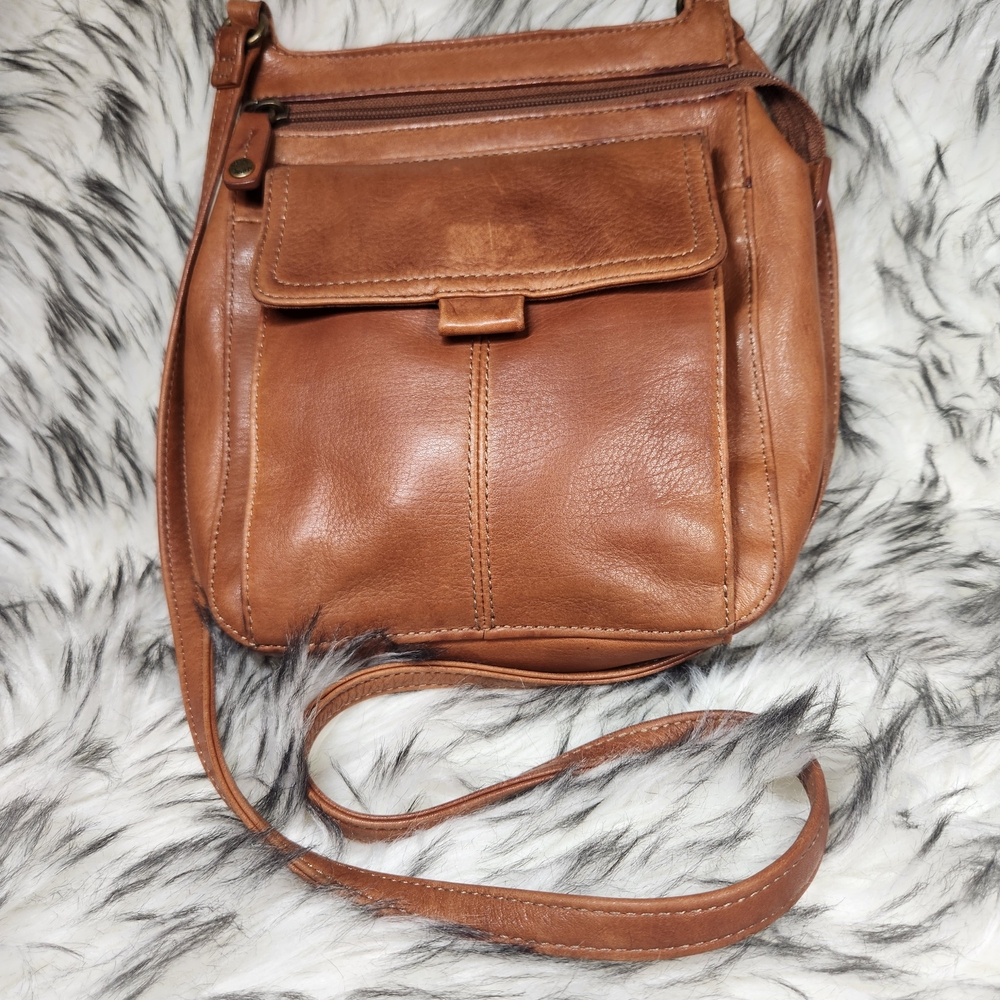 Fossil Tan Leather Crossbody Bag